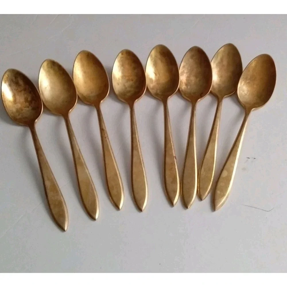 Vintage Gold Tone Flatware Set,‎ 10 Pieces, Spoons and Knives, Dining